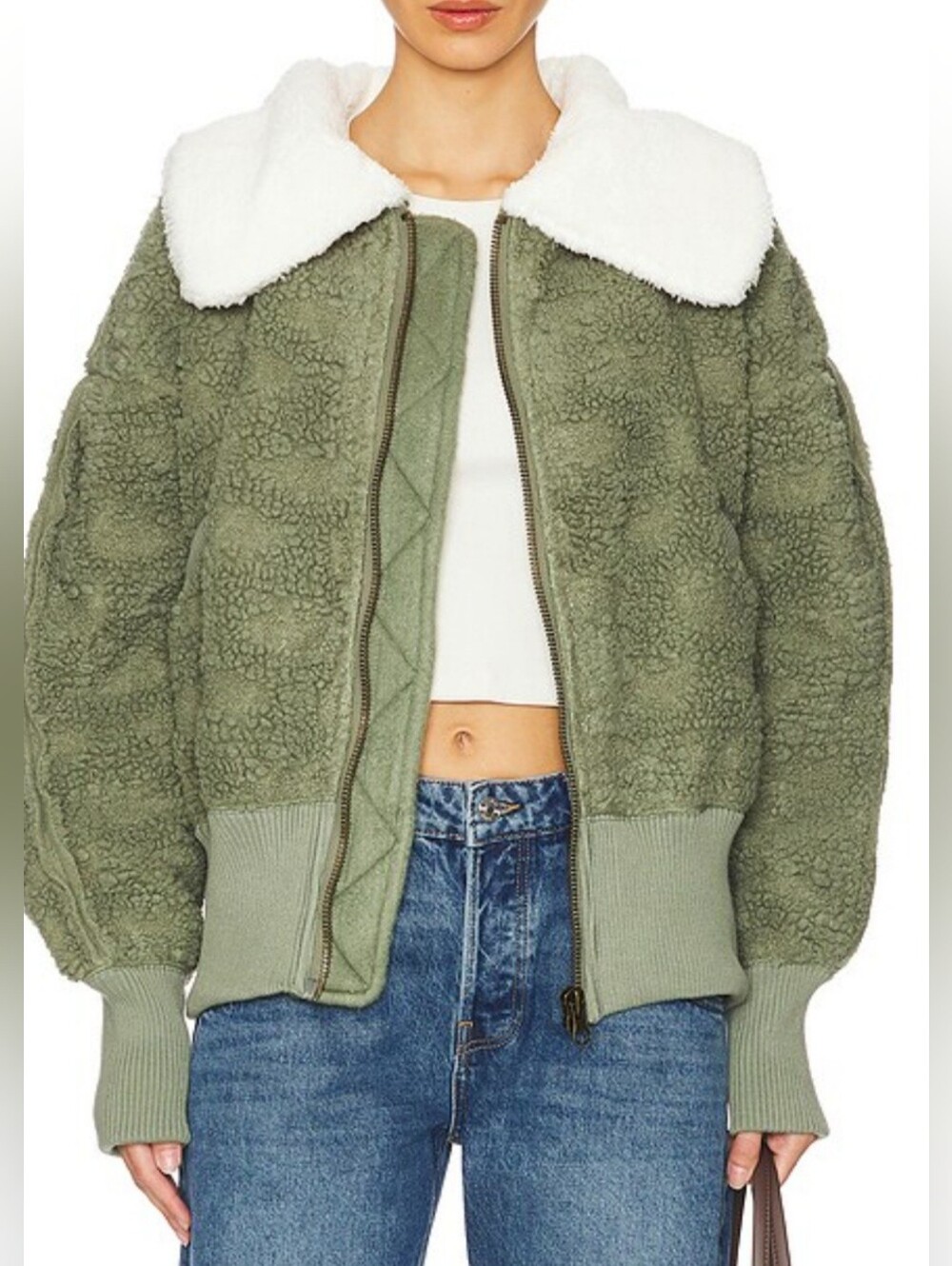 Free People Cozy Up Cardigan Faux Sherpa Jacket